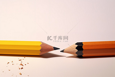 两支铅笔，一支上面有橡皮