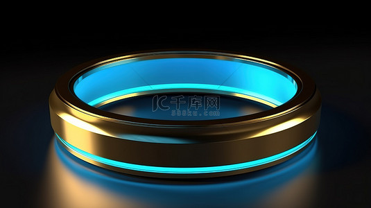 魔圈背景图片_带有发光环架的金色重音青色产品展示