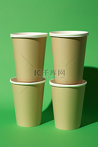 可环保背景图片_绿色背景中的可回收纸杯