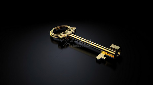 黑色金属背景下的 3D 渲染创新金钥匙