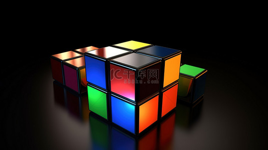 2x2 的各种 3d rubik 立方体图标，带有彩色底纹