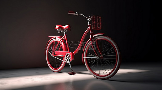 浅灰色背景下红色自行车的孤立 3D 渲染，促进运动健康和生活