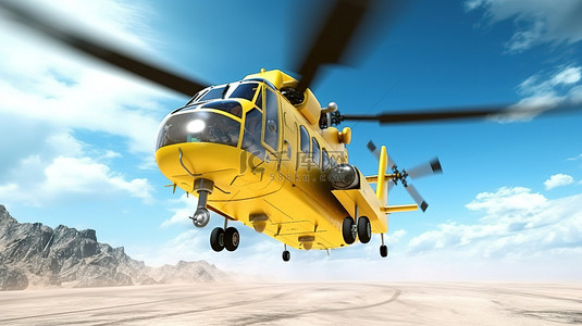 用于军事运输或救援任务的直升机的 3d 渲染
