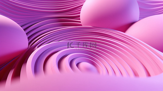紫色背景上粉红色几何形状的 3d 渲染