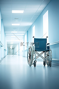 轮椅躺在医院的大厅里