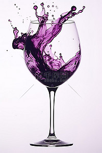 从酒杯中倒出的紫色葡萄酒