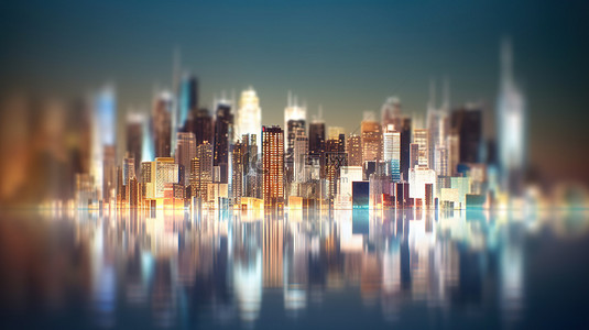 模糊的城市景观背景的 3d 渲染