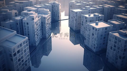 建背景图片_欧盟房地产开发令人惊叹的 3D 渲染插图