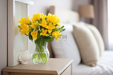 桌子上的背景图片_卧室桌子上的插花