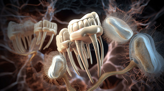 醫美診所背景图片_3d 渲染中脏牙牙齿护理周围的涡流和草药