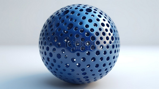 3d 渲染中带孔的白色背景几何球的特写