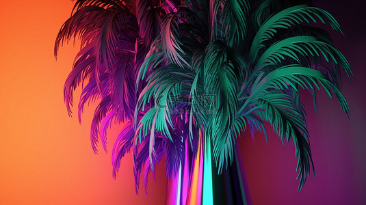 时尚元素背景图片_时尚 3D 渲染棕榈树背景与抽象时尚元素
