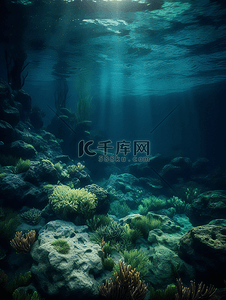 珊瑚海底世界光线摄影广告背景