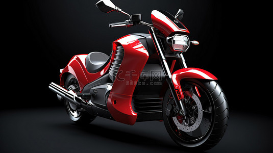 灰色城市背景下两座红色运动摩托车的时尚 3D 渲染