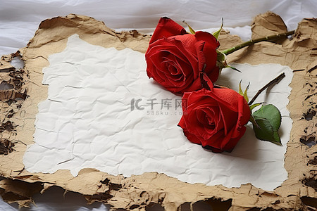 情人节的背景背景图片_情人节的顶部图片，一张纸上有两朵玫瑰