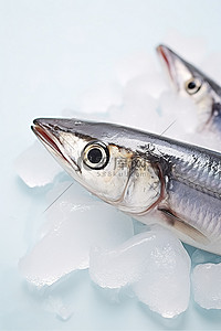 冰上嬉戏背景图片_冰上的鱼被白色隔离