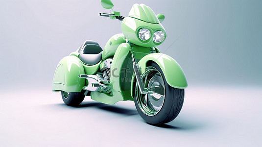 白色背景与绿色城市运动两座摩托车的 3D 插图