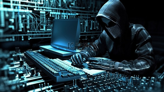 电脑病毒背景图片_计算机系统黑客攻击网络犯罪的非法 3D 渲染