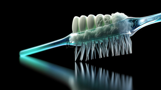正在使用的牙刷 刷牙的 3D 描绘