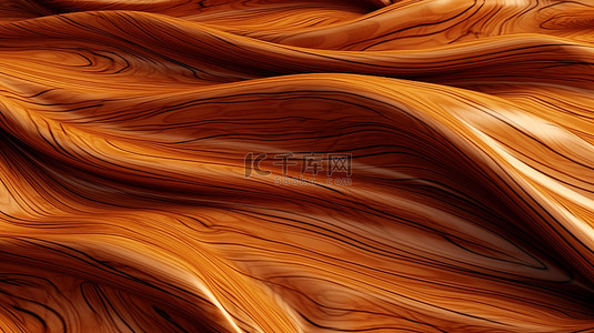 带有丰富棕色木材染色的木桌的 3D 渲染
