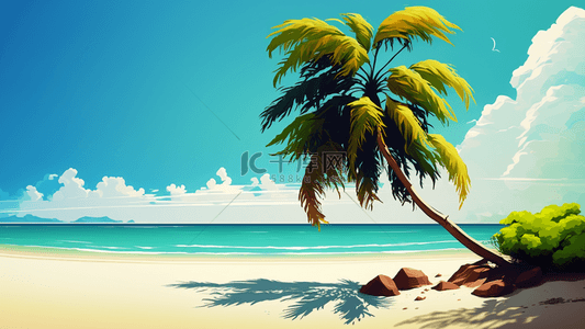 夏季沙滩椰子树背景