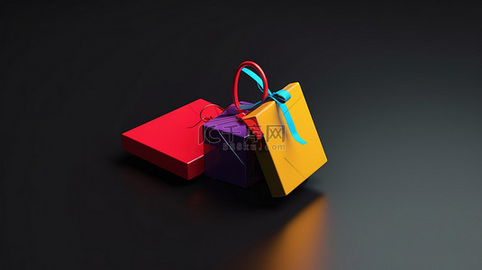 礼物图标优惠券背景图片_礼品盒装 3D 价格标签图标呈现真实感