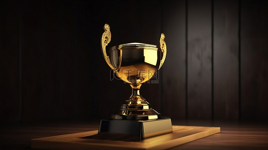 获奖者 3d 渲染中的金牌奖杯概念