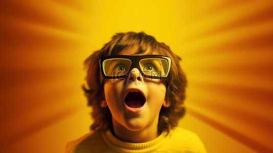 时间卡通背景图片_快乐的孩子戴上 3D 眼镜电影院和电影时间主题