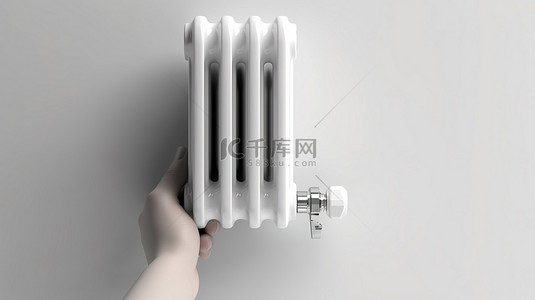 阀背景图片_放置在白色背景上的无线散热器恒温阀的 3D 渲染