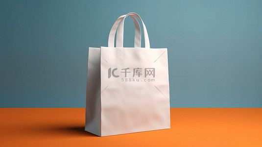 购物商店背景图片_用于促销和品牌 3D 渲染的空白购物手提包