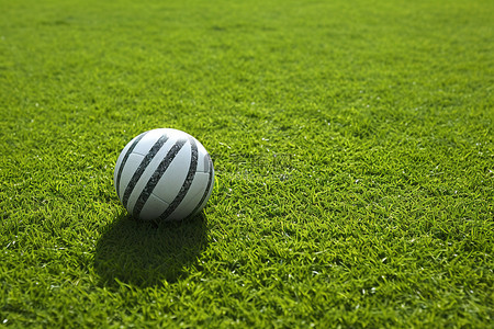 足球草地背景图片_一条线旁边的草地上的球