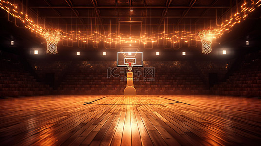 篮球锦标赛在球场上的 3d 渲染