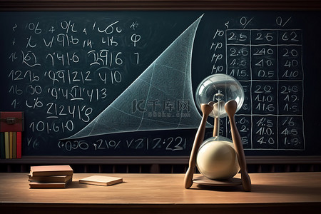一块黑板，上面有一些数学知识