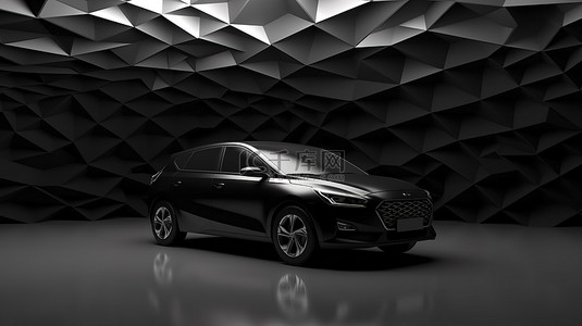 汽车定制背景图片_时尚的黑色城市汽车，具有可定制的空白表面，适合您富有想象力的 3D 设计