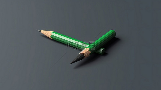黑色和绿色色调的等距彩色铅笔