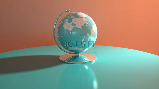 桌面地球仪的 3d 插图
