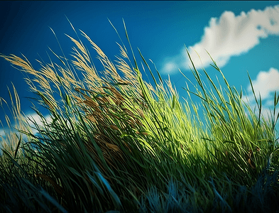 草地微风草丛背景