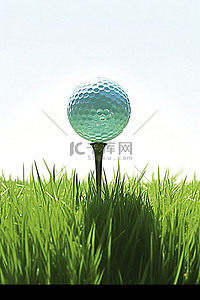 高尔夫球头像背景图片_高尔夫球坐在草地上，站在发球台上