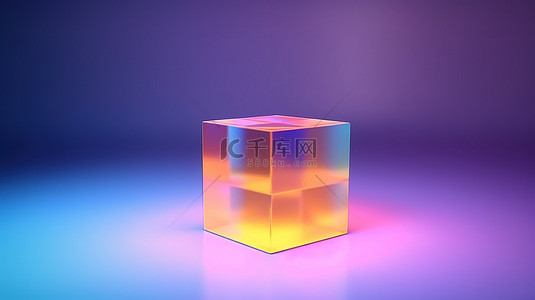 在渐变背景下对未来立方体进行极简 3D 渲染