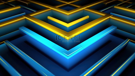 蓝色结合背景图片_抽象 3d 背景蓝色和黄色霓虹灯线的结合