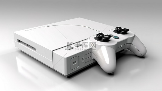 白色背景上视频游戏系统的 3D 插图