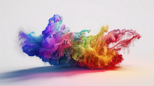 云中的彩虹现象令人惊叹的 3D 插图渲染在白色背景上