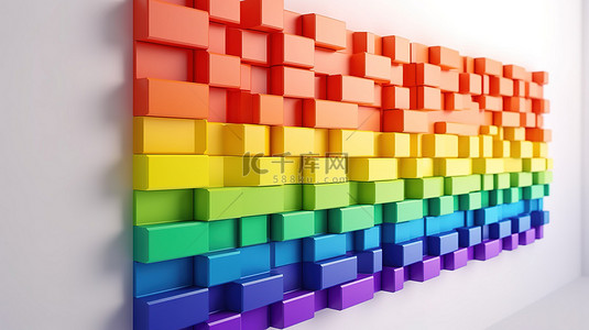 光感曲线背景图片_彩虹色 3d 面板条呈现在白色墙壁背景上，用于 lgbt 包容性设计