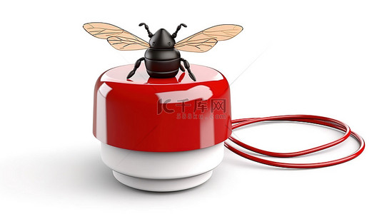 白色背景 3d 渲染中隔离的电蚊虫和昆虫保护液体罐
