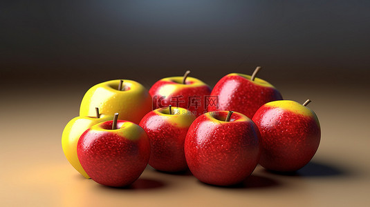 新鲜苹果的 3d 渲染