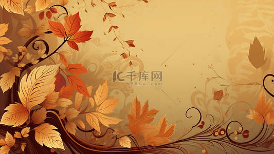 秋天落叶树叶植物边框广告背景