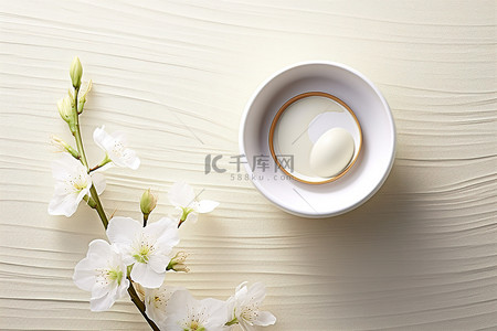 白枝条背景图片_一碗白奶茶和一碗花