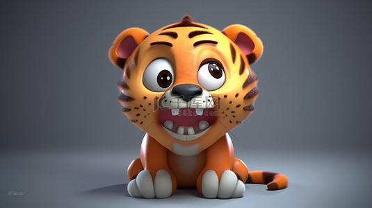 卡通哺乳动物背景图片_有趣的老虎在 3d 渲染