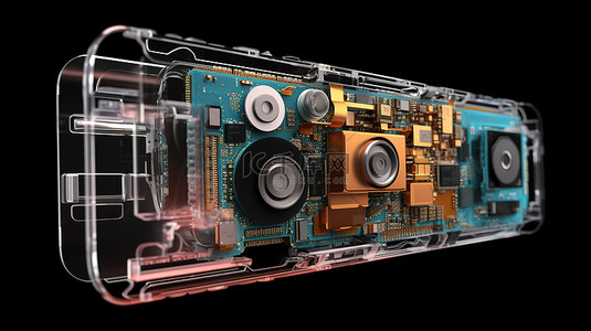 智能服务背景图片_智能手机相机横截面的复杂 3D 插图