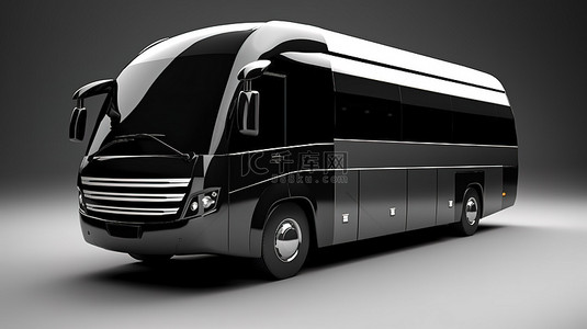 黑色紧凑型旅游巴士非常适合旅行 3D 渲染